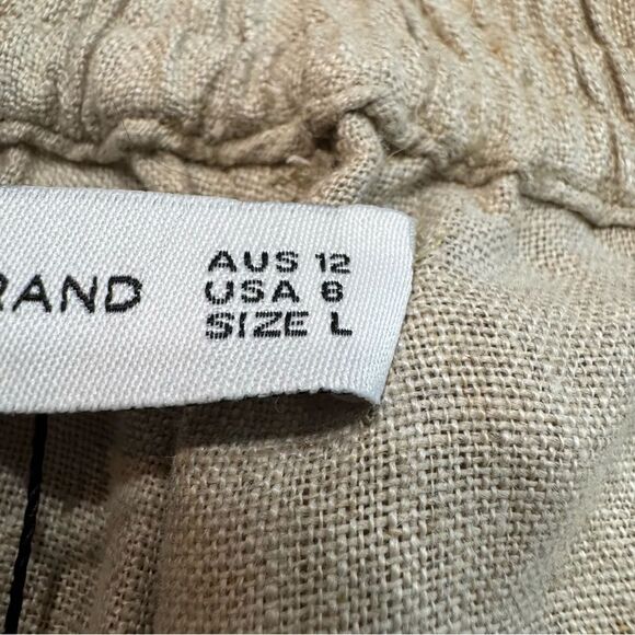 Faithful The Brand Linen Pants Pleated Stretch Waist High Rise Size 8 Natural - Picture 12 of 16